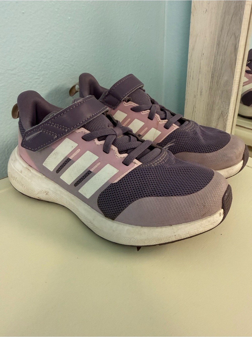 Adidas Kids Runfalcon Purple Pink Hook Loop Sneakers Size 13